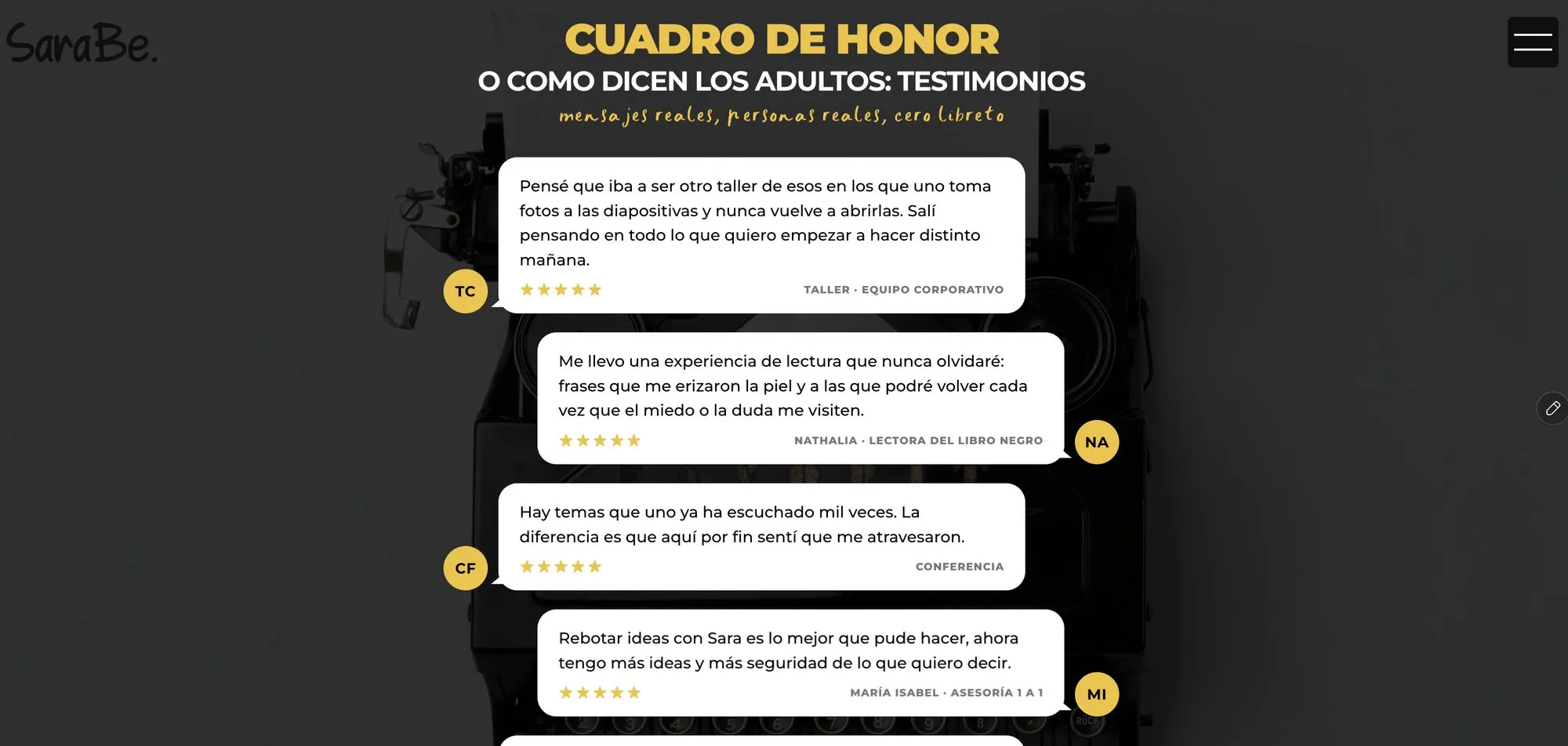 Screenshot of the site for SaraBe (3)