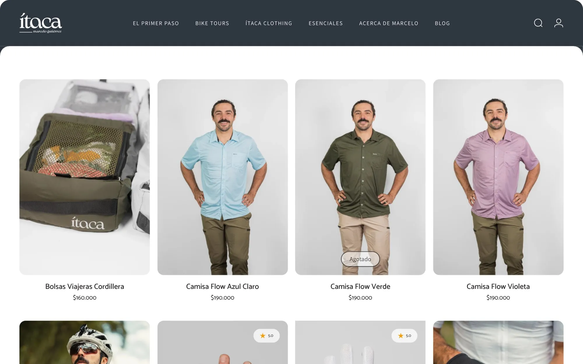 Screenshot of the site for Ítaca Clothing (3)